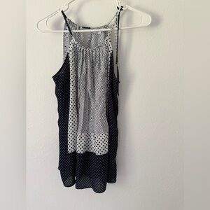 New York & Company Black and White Polka Dot Tank Top